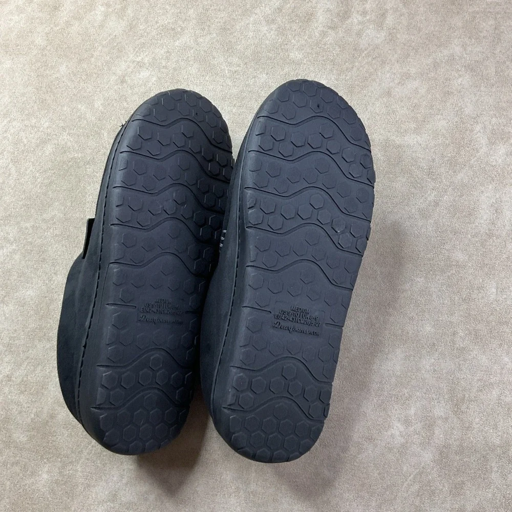 Dearfoams Brand Slippers Sz 9-10 Men's Black faux suede Slip On low back
